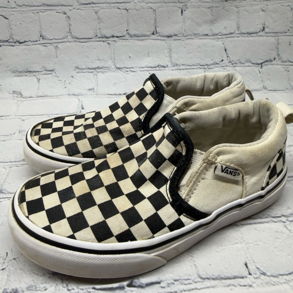 Vans Kids Black and White Checkerboard Slip-On Sneakers